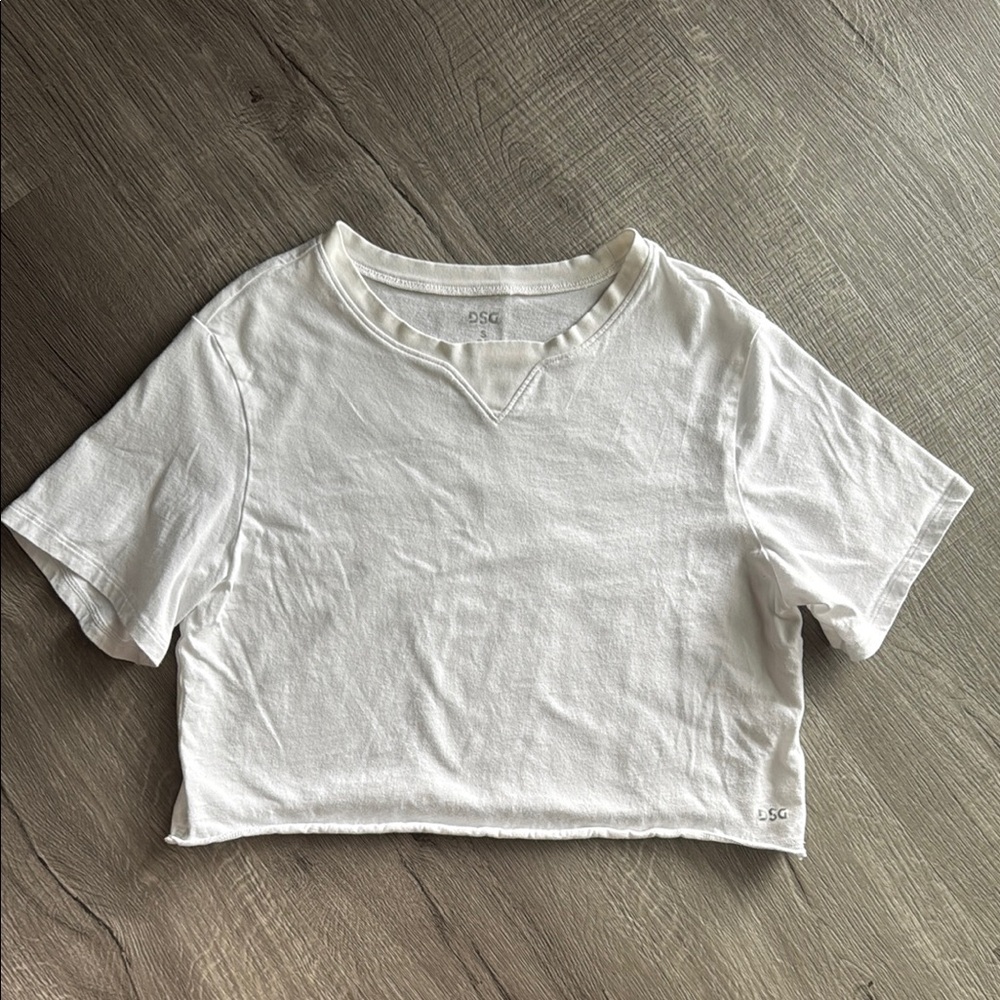DSG Raw Hem White Crop Top